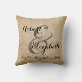 Herr und Frau Burlap Wedding Personalized Kissen (Rückseite)