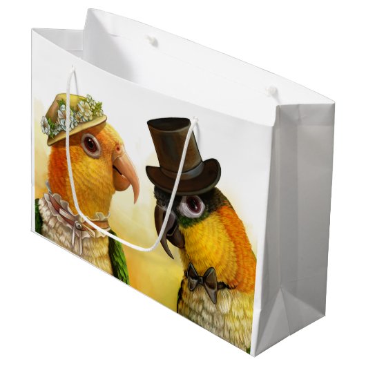 Herr und Frau Caique Große Geschenktüte (Vorderseite Schrägansicht)