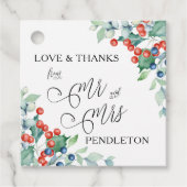 Herr und Frau Calligraphy Holly and Berries Geschenkanhänger (Vorderseite)