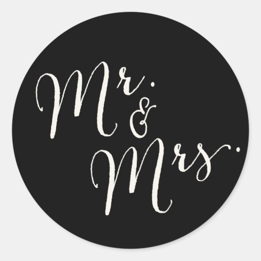 Herr und Frau Calligraphy Script Wedding Stickers (Vorderseite)