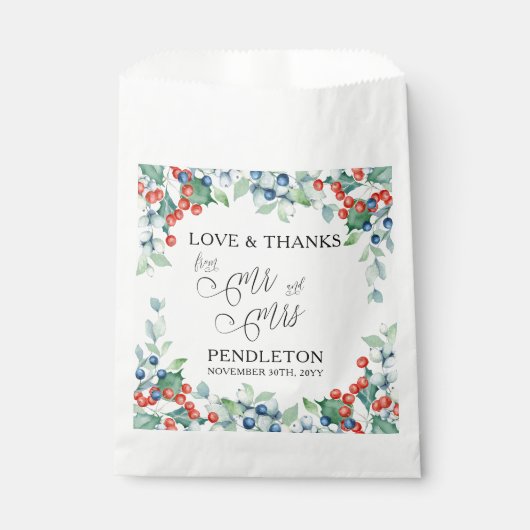 Herr und Frau Calligraphy Winter Wedding Geschenktütchen (Vorderseite)