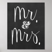 Herr und Frau Chalkboard Wedding Sign Poster (Vorne)