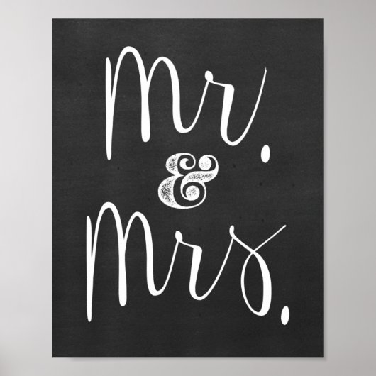 Herr und Frau Chalkboard Wedding Sign Poster (Vorne)