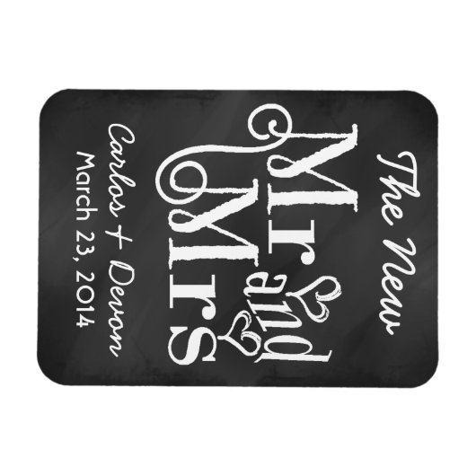 "Herr und Frau." Chalkboard Wedding Souvenier Magn Magnet (Horizontal)