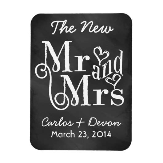 "Herr und Frau." Chalkboard Wedding Souvenier Magn Magnet (Vertikal)