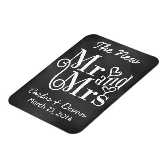 "Herr und Frau." Chalkboard Wedding Souvenier Magn Magnet (Linke Seite)