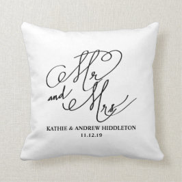 Herr und Frau Classy Typography Script Wedding Kissen
