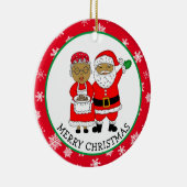 Herr und Frau Claus, afroamerikanischer Weihnachts Keramik Ornament (Rechts)