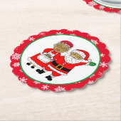 Herr und Frau Claus, afroamerikanischer Weihnachts Untersetzer (angewinkelt)