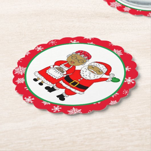 Herr und Frau Claus, afroamerikanischer Weihnachts Untersetzer (angewinkelt)