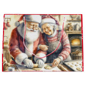 Herr und Frau Claus backen Kekse Weihnachten Große Geschenktüte (Vorderseite)