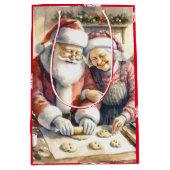 Herr und Frau Claus backen Kekse Weihnachten Mittlere Geschenktüte (Vorderseite)