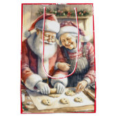 Herr und Frau Claus backen Kekse Weihnachten Mittlere Geschenktüte (Rückseite)