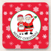 Herr und Frau Claus, Personalisierte Weihnachten Getränkeuntersetzer (Vorderseite)