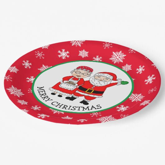 Herr und Frau Claus, Weihnachten Pappteller (Schrägansicht)
