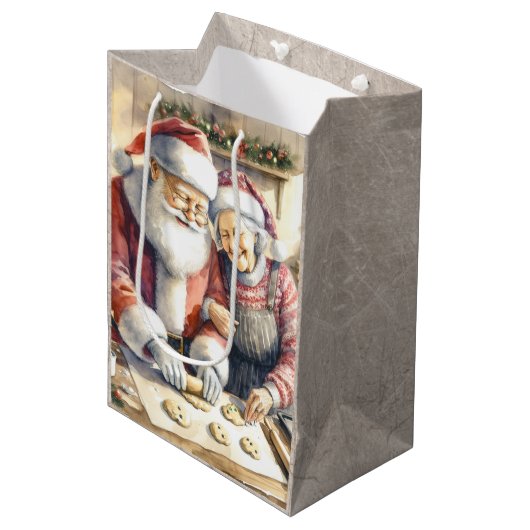 Herr und Frau Clause Niedliche Weihnachten Mittlere Geschenktüte (Vorderseite Schrägansicht)