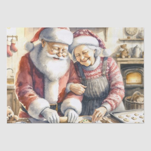 Herr und Frau Clause Niedliche Weihnachten Seidenpapier (Vorderseite)