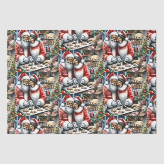 Herr und Frau Clause Niedliche Weihnachten Seidenpapier (Vorderseite)