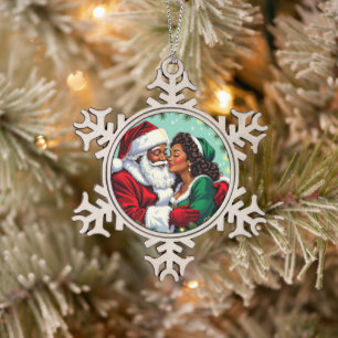 Herr und Frau Clause Süßes Weihnachten  Schneeflocken Zinn-Ornament