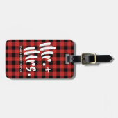 Herr und Frau Couple Red Buffalo Plaid Gepäckanhänger (Vorderseite horizontal)