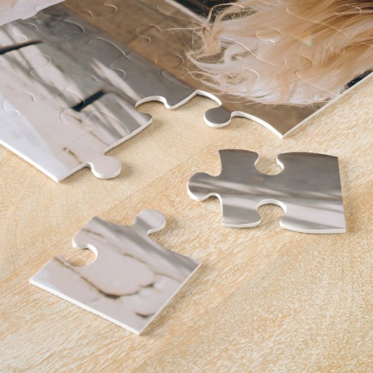 Herr und Frau Custom Foto Red Sparkle Heart Puzzle (Seite)