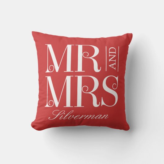 Herr und Frau Custom Wedding Throw Pillow Kissen (Vorderseite)