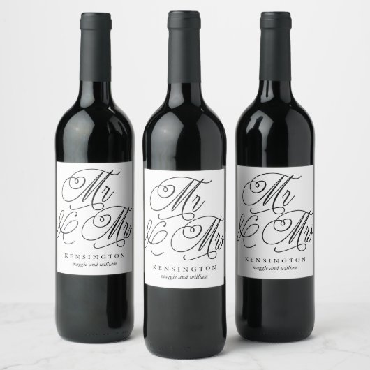 Herr und Frau Custom Wedding Wine Labels Weinetikett (Flaschen)