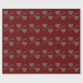 Herr und Frau Dual Hearts Chrome Text Geschenkpapier (Flach)