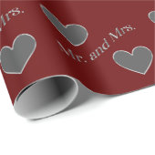 Herr und Frau Dual Hearts Chrome Text Geschenkpapier (Rolleneckpunkt)