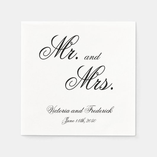 Herr und Frau Elegant Calligraphy Wedding Serviette (Vorderseite)