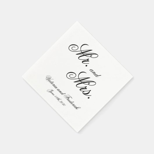 Herr und Frau Elegant Calligraphy Wedding Serviette (Ecke)