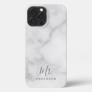 Herr und Frau   Elegant Marble Modernes Script iPh iPhone 13 Pro Max Hülle