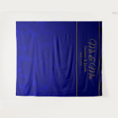 Herr und Frau Elegant Navy Blue Gold Floral Hinter Wandteppich (Vorderseite (Horizontal))