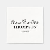 Herr und Frau Elegant Simple | Schwarz/Weiß Serviette (Vorderseite)