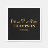 Herr und Frau Elegant Simple | Schwarzes Gold Serviette (Vorderseite)