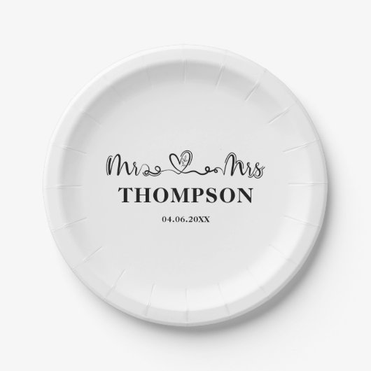 Herr und Frau Elegant Simple | weiß Pappteller (Vorderseite)