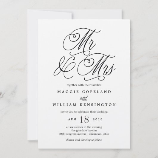 Herr und Frau Elegant Wedding Invitation Kraft Einladung (Vorderseite)