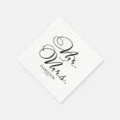 Herr und Frau - Elegante Black Script Wedding Serviette (Ecke)