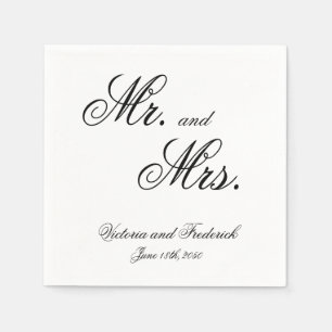 Herr und Frau Elegante Kalligrafie Hochzeit Serviette