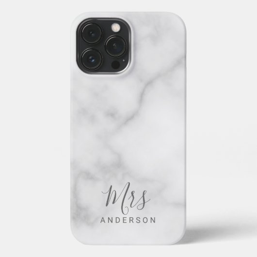 Herr und Frau | Elegante Marble Moderne Schrift iPhone Hülle (Rückseite)