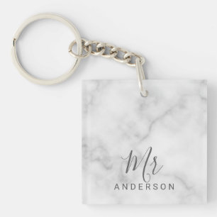 Herr und Frau   Eleganter Marmor Moderne Skripthoc Schlüsselanhänger