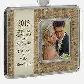 Herr und Frau Erster Weihnachtsmann Foto Rustic Bu Rahmen-Ornament Silber (Rechts)