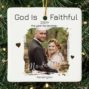Herr und Frau Erstes Weihnachtsjahr Treuer Gott Fo Keramikornament