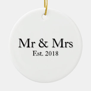 Herr und Frau Est. Jahr Elegantes personalisiertes Keramik Ornament