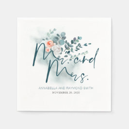 Herr und Frau Eucalyptus Typografy Watercolor Serviette