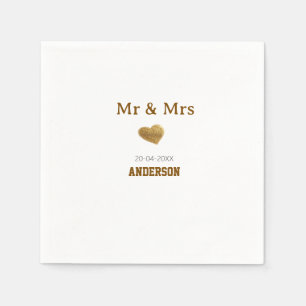 Herr und Frau Familienname goldener Glitter Herz S Serviette