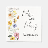 Herr und Frau | Farbenfrohe Wildblume Boho Wedding Serviette (Vorderseite)