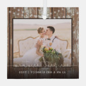 Herr und Frau First Christmas Rustic Wood and Ligh Ornament Aus Glas (Rückseite)