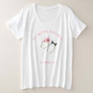 Herr und Frau Flip Flops Pink Hibiscus Strandhochz Große Größe T-Shirt