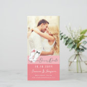 Herr und Frau Flip Flops Pink Hibiskus Beach Foto Save The Date (Stehend Vorderseite)